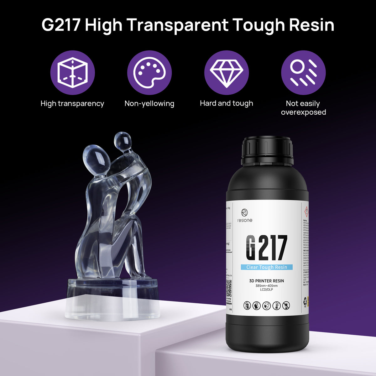 G217 Clear Non-yellowing Tough ABS Like 3D Printer Resin (1kg) – RESIONE