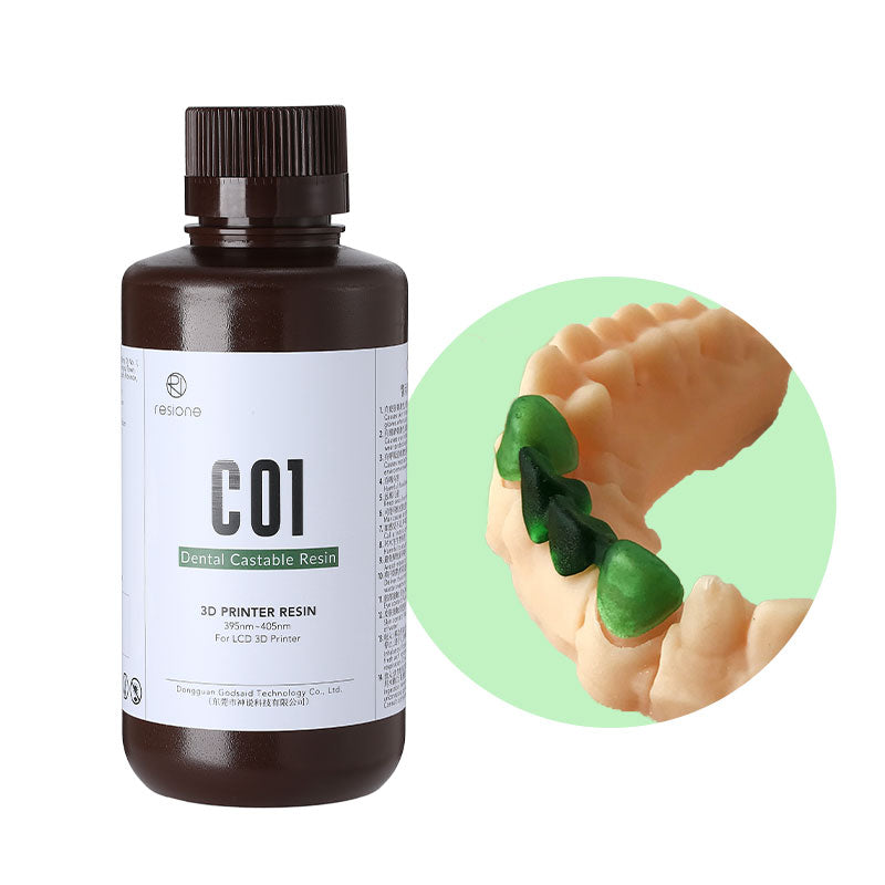 C01 Transparent Green Dental Castable 3D Printer Resin (1kg) – RESIONE